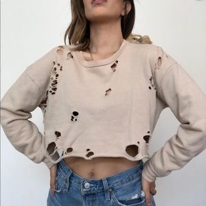 Windsor store distressed crop top sweatshirt